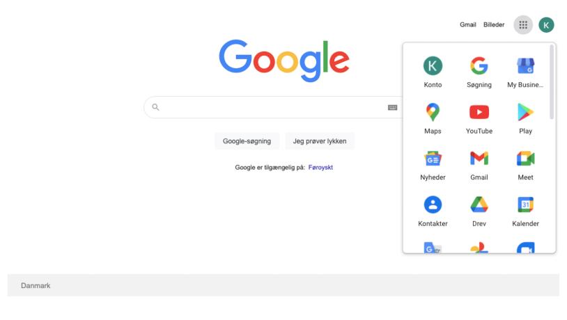 Google - Oversigt over menu